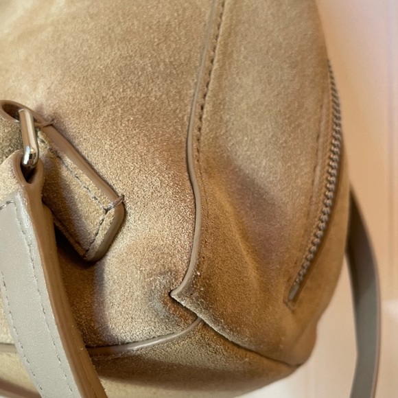 All Saints Ziggy Tan Suede Backpack Bag Purse Cappuccino - Picture 9 of 11